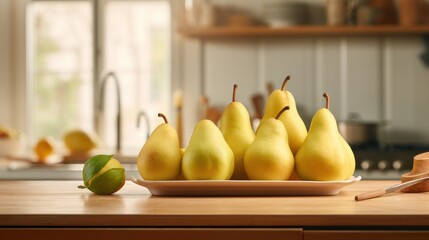 Fresh Anjou Pears in a Modern Kitchen