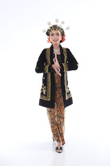 Beautiful Asian girl wearing modern traditional clothing, traditional women's clothing originating from Indonesia.