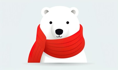very cute polar bear in a red scarf