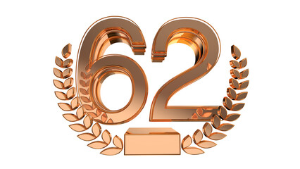 Elegance  gold  3d number 62