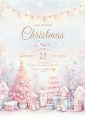 watercolor Christmas invitation card template