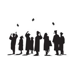 graduation Silhouette Vector On White Background.