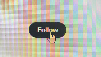 User clicking follow button, computer screen close up view - 680558579