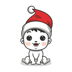 cute baby with santa claus hat vector illustration