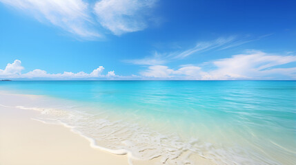 beach with sky and clouds.Panoramic beach landscape. Empty tropical beach and seascape.