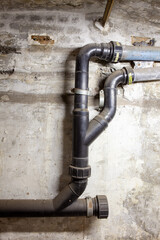 drainage pipes in basement