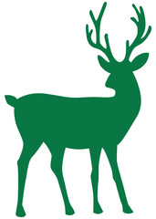 green reindeer illustration on transparent background