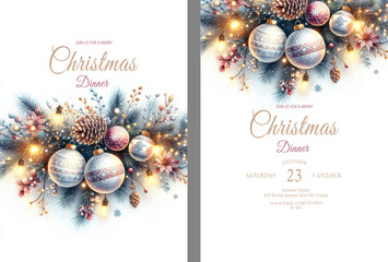 watercolor Christmas invitation card template