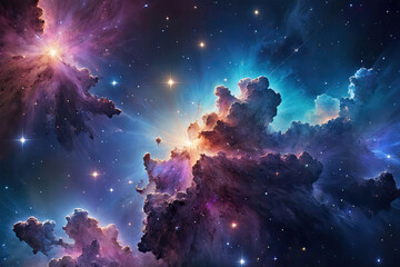 background with space. Night sky,glittering stars and nebulas. Fragment of Universe