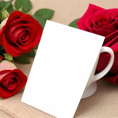 Generative AI fantasy on the theme Valentine's Day Background. Gift, coffee, roses, hearts arranged...