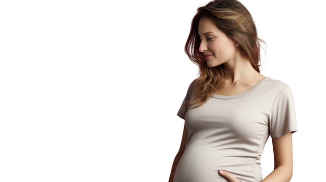 Pregnant Woman isolated on white transparent background, PNG