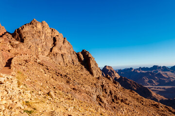 Fototapeta na wymiar View of the rocky Sinai mountains and desert in Egypt
