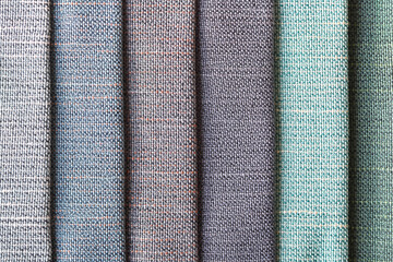 Close up view bright color fabric, Texture of fabric material polyester for making furniture products and home decoration, Background fabric above.