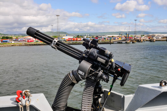 M134 Minigun gattling gun on board a Royal Navy Type 23 Frigate