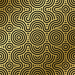 luxury seamless pattern black and gold wave circle 