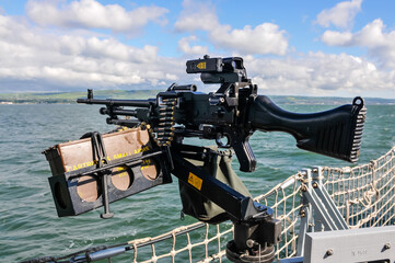 General Purpose Machine Gun (GPMG), turrett mounted on a Royal Navy ship