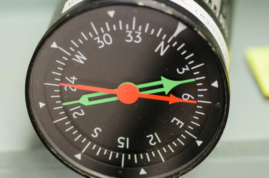 Compass from an airplane control panel