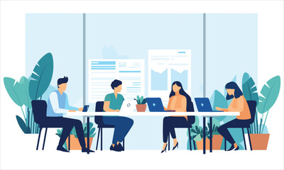 vector organic flat people on business training illustration flat illustration
