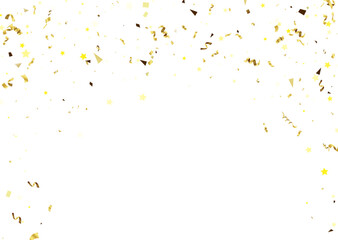 Celebration background template with confetti gold ribbons