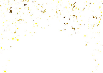 Celebration background template with confetti gold ribbons