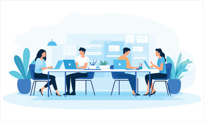 vector organic flat people on business training illustration flat illustration
