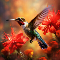 Obraz premium Hummingbird Feeding on a Flower