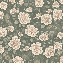 Seamless Flower Leaf Pattern Floral Wallpaper Background Vector Design. Decorative Summer Fabric Illustration. Spring Textile Ornament Retro Vintage Decoration Art.Nature Abstract  Texture Graphic