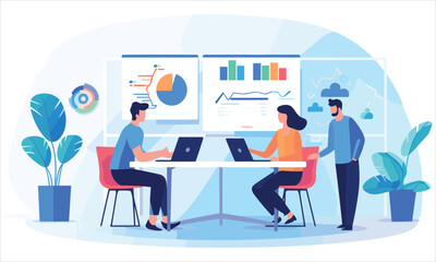 vector organic flat people on business training illustration flat illustration
