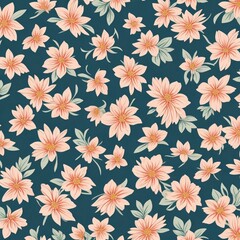 Seamless Flower Leaf Pattern Floral Wallpaper Background Vector Design. Decorative Summer Fabric Illustration. Spring Textile Ornament Retro Vintage Decoration Art.Nature Abstract  Texture Graphic