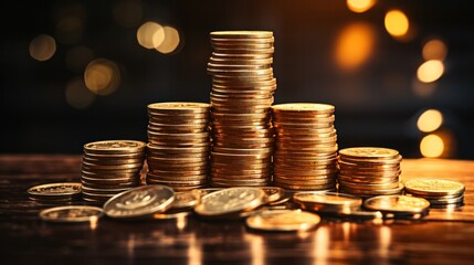 Money coin stack growing investment. Business Finance Save Money, target, aim, financial, currency, wealth, economy, saving, investment, growth, finance, insurance, inflation, generate by AI