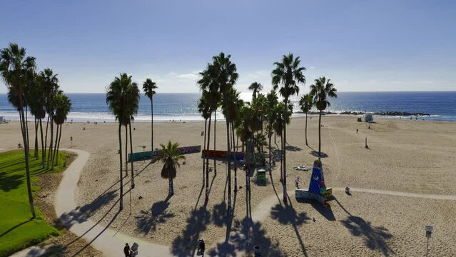 Venice Beach California from above on a sunny day - Los Angeles Drone footage - aerial photography