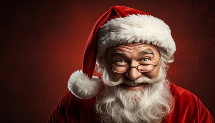 portrait of santa claus on a red background 