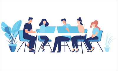 vector organic flat people on business training illustration flat illustration
