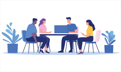 vector organic flat people on business training illustration flat illustration
