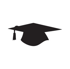 graduation cap Silhouette Vector On White Background.