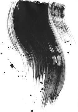 Plama czarnej farby abstrakcyjne, dynamiczne pociągnięcie pędzlem © Joanna
