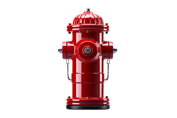 Cute avatar 3D image of red metallic reflective fire hydrant, isolate front view. hydrant sitting in small reflective mirror pool of water. transparent  background Generative Ai - Powered by Adobe