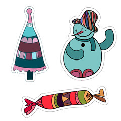 Funny stickers of three elements for greeting design