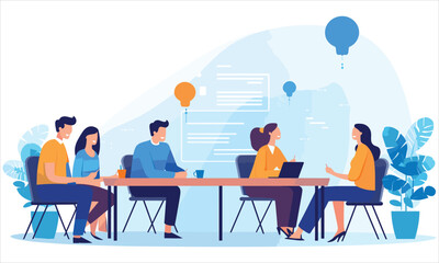 vector organic flat people on business training illustration flat illustration
