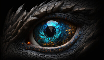 close up of a dragon's eye.Generative AI - obrazy, fototapety, plakaty