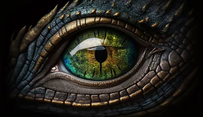 Fotobehang close up of a dragon's eye.Generative AI © Anna