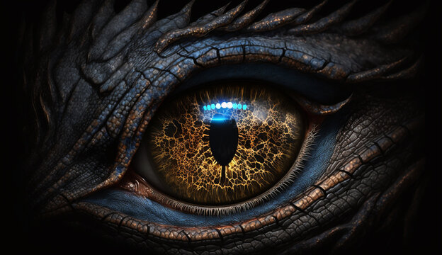 close up of a dragon's eye.Generative AI