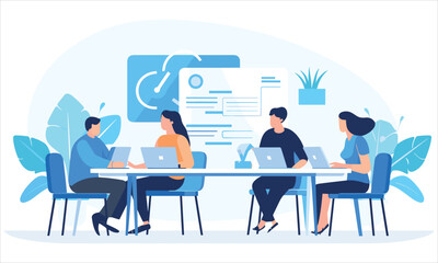 vector organic flat people on business training illustration flat illustration
