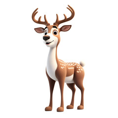 Obraz premium 3D Cute Reindeer isolated on transparent