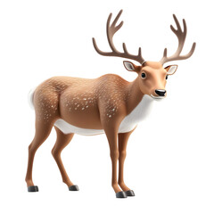 Fototapeta premium 3D Cute Reindeer isolated on transparent