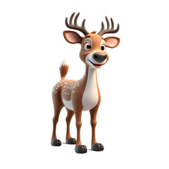 Fototapeta premium 3D Cute Reindeer isolated on transparent