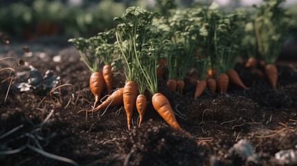 ripe carrots, carrot harvest, the concept of growing carrots.Generative AI