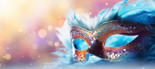 Colorful brazilian carnival background with main carnival elements and copy space for text placement - obrazy, fototapety, plakaty