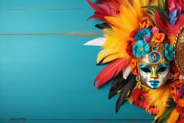 Photo sur Plexiglas Carnaval Vibrant brazilian carnival background with copy space and festive carnival attributes