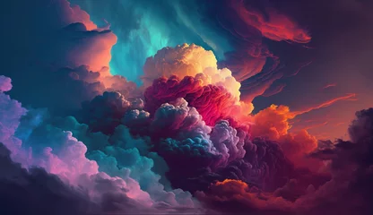 Foto op Canvas Neon colorful clouds. multicolored clouds.Generative AI © Anna